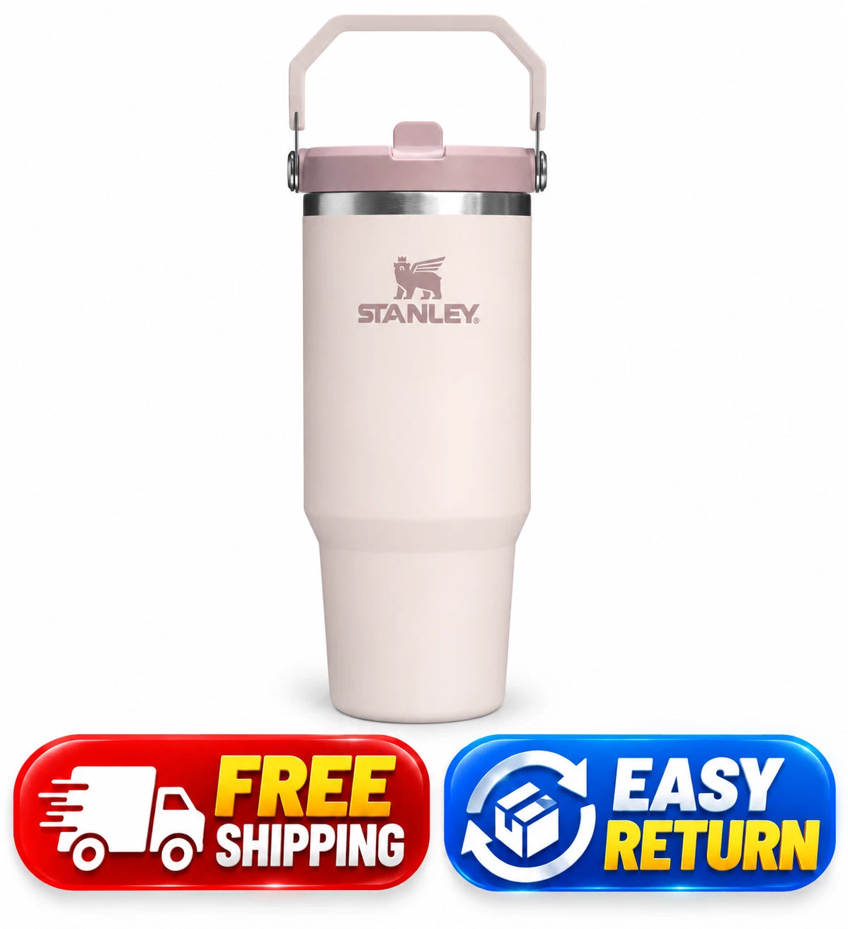 30 oz Stainless Steel Ice Flow Flip Straw Tumbler – Rose Quartz