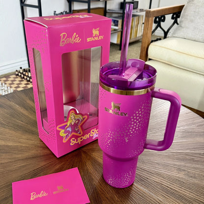 NEW SOLD OUT Barbie x Stanley 70’s SUPERSTAR Tumbler 40 oz IN BOX AUTHENTIC