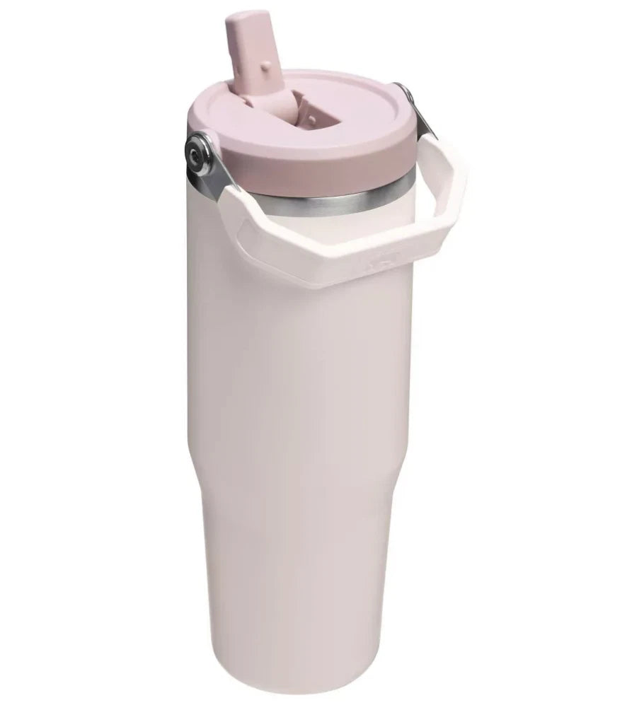 30 oz Stainless Steel Ice Flow Flip Straw Tumbler – Rose Quartz