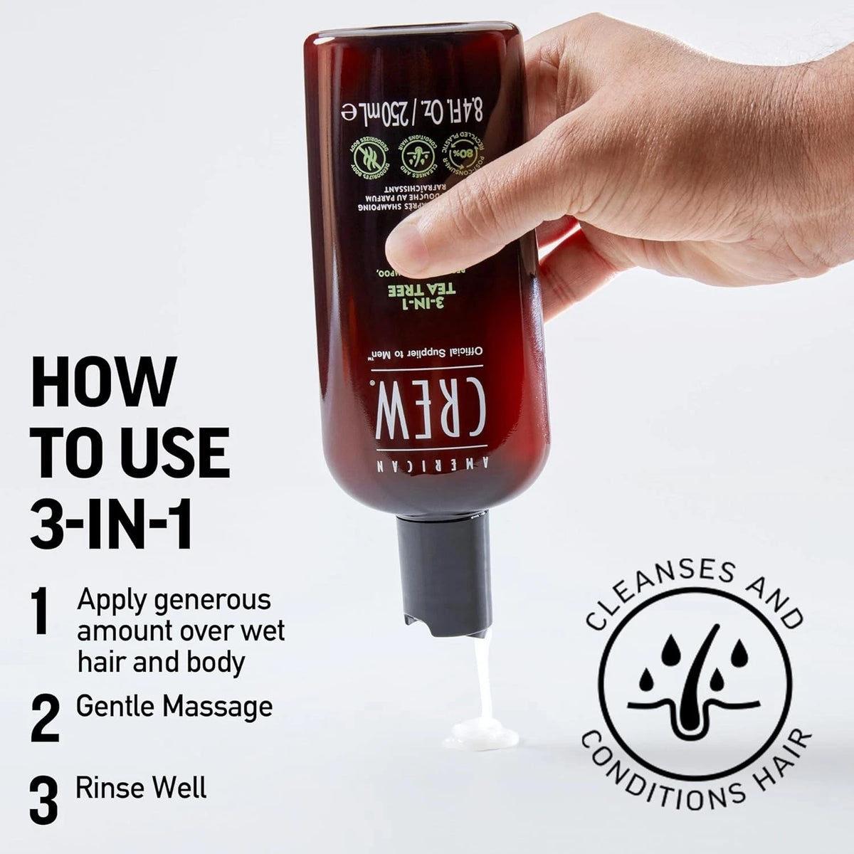 3-in-1 Tea Tree Shampoo, Conditioner & Body Wash 33.8 fl oz